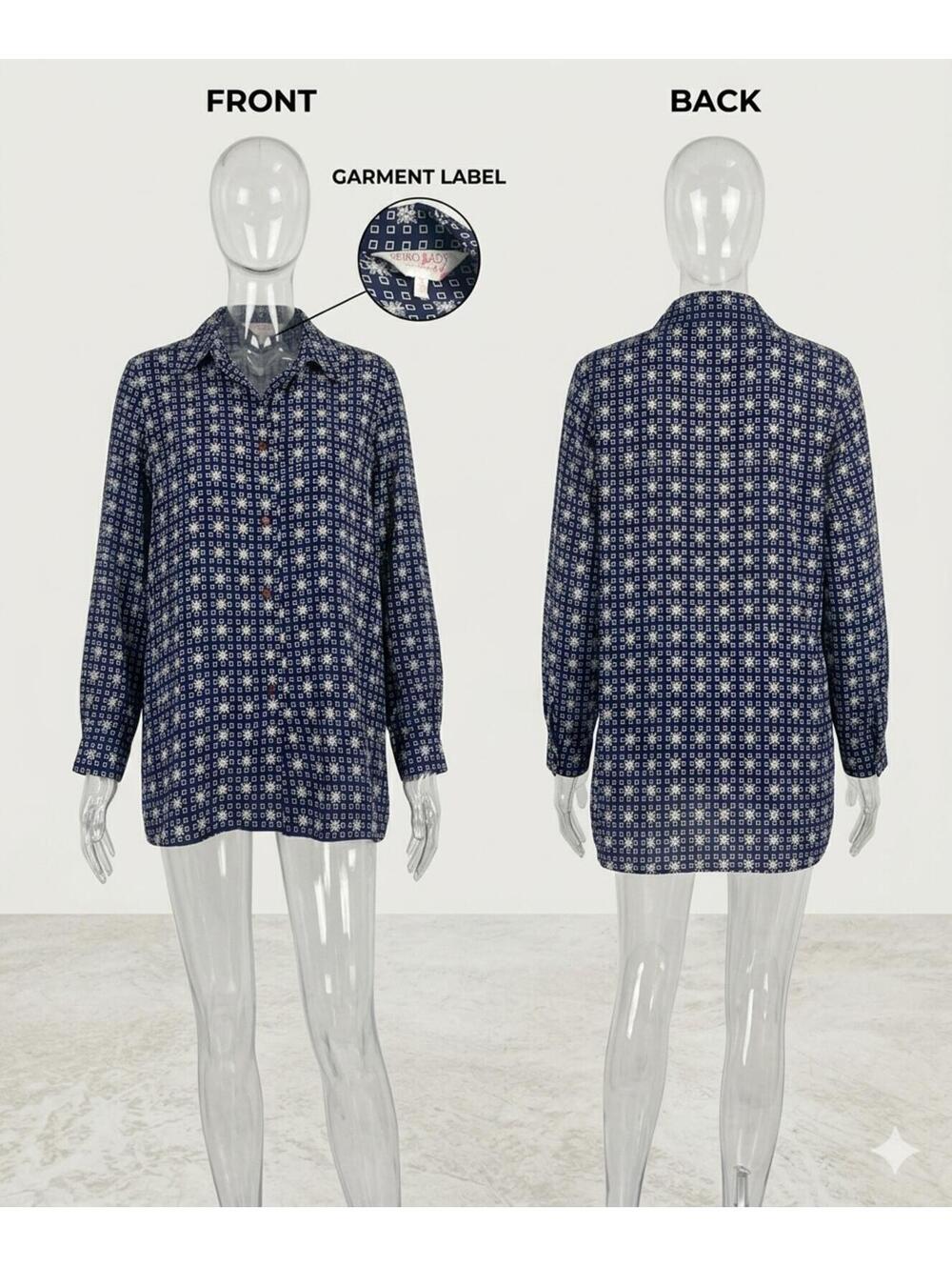 Belle Lady Women’s Button Front Blouse Size 14 Geometric Print 41-13